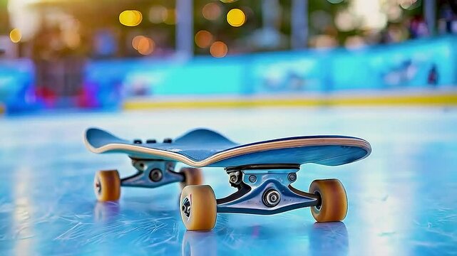 a skateboard on a skating rink