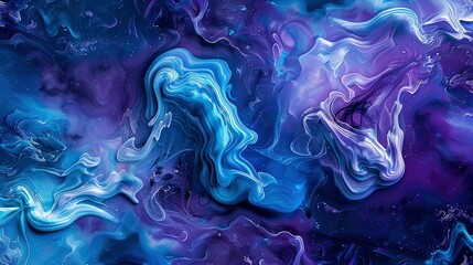 Abstract Swirling Blue and Purple Liquid