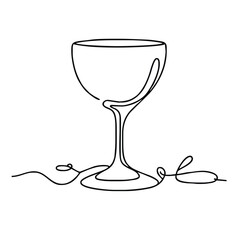Chalice.  Icon. Vector drawing. One line art. 