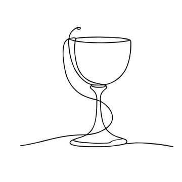 recommend clip art: Chalice.  Icon. Vector drawing. One line art. 