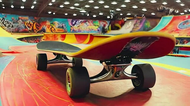 a skateboard on a ramp at a skate park .