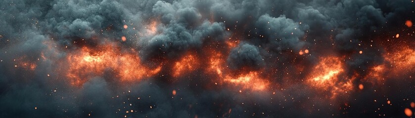 Fototapeta premium Dramatic scene depicting an intense fire amidst dark clouds, creating a captivating visual of nature's power and beauty.