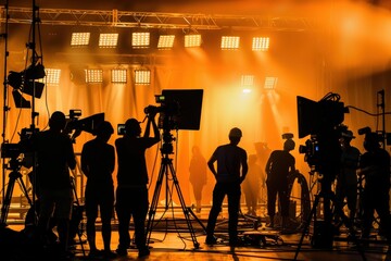 A group of people are filming a scene in a studio, generative ai image