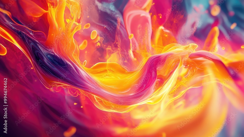 Poster bold and vibrant dynamic flame effects, using innovative digital techniques to create a striking abs