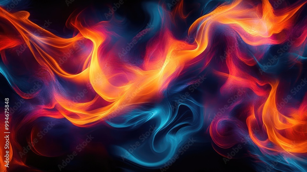 Aufkleber vibrant dynamic flame effects, using innovative digital art techniques to create a bold abstract des
