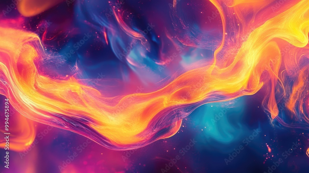 Aufkleber vibrant dynamic flame effects, using innovative digital art techniques to create a bold abstract des