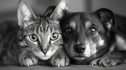 Anxious pets comforting each other during a visit to the vet