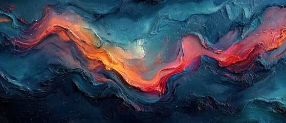 Obraz premium Enchanting Green Waves - Abstract Fluid Paint Landscape for Nature-Inspired Technology Banner