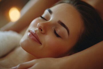 Naklejka premium portrait of a woman relaxing in salon