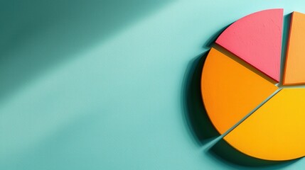 Fototapeta premium Colorful 3D Pie Chart on Pastel Blue Background Data Analysis Infographic Business Con