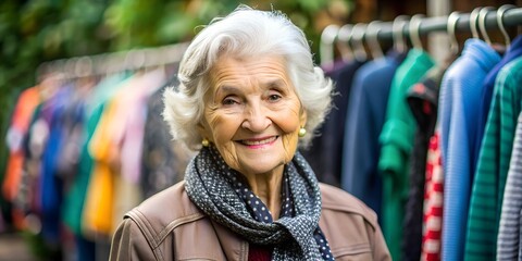 Fototapeta premium an older woman at the second hand market
