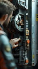 Cyberpunk Man Adjusting Gears