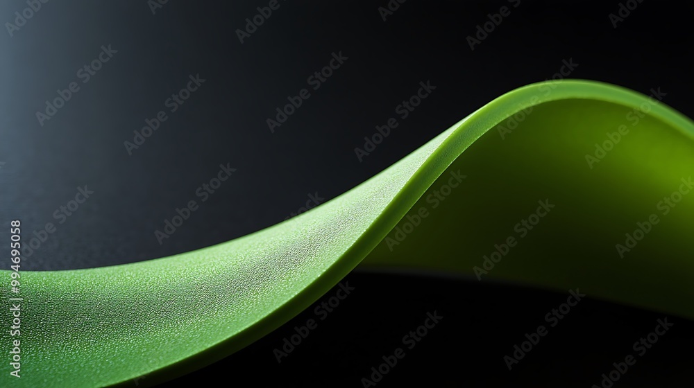 Canvas Prints Abstract Green Curve on Black Background