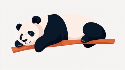 Naklejka premium Cute Panda Bear Sleeping on Branch Adorable Animal Illustration