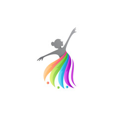 Female ballet dancer logo in colorful 3d design style