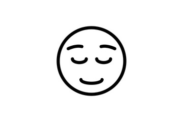 Relieved face emoji in line art. Emoticon icon vector.