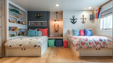 Children's bed with two neat and pleasant beds