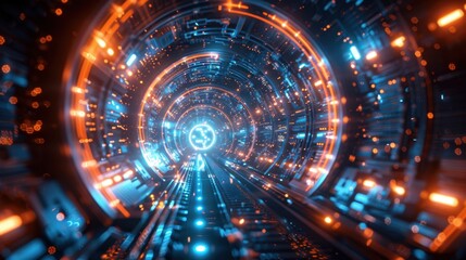 Obraz premium Abstract tunnel showing the future of digital. 