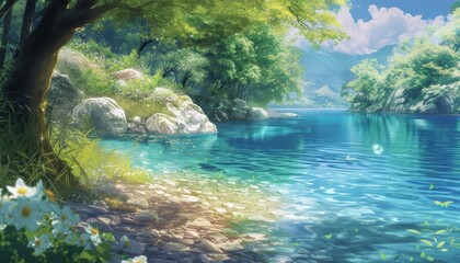 Beautiful river flowing through a forest area.