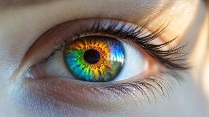 Fototapeta premium A Close-Up of a Human Eye with a Multicolored Iris