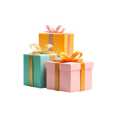 Stack of Colorful Gift Boxes with Gold Ribbons