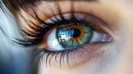 Fototapeta premium Close-up of a human eye with a reflection in the pupil