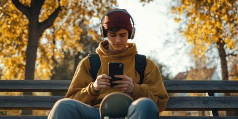 Contemporary Urban Youth Enjoying Music