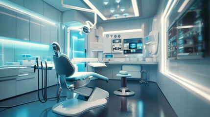 Futuristic Dental Clinic with Digital Displays
