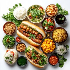 Vietnamese Banh Mi Sandwiches with Various Accompaniments