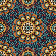 Bohemian Mandala Seamless Pattern