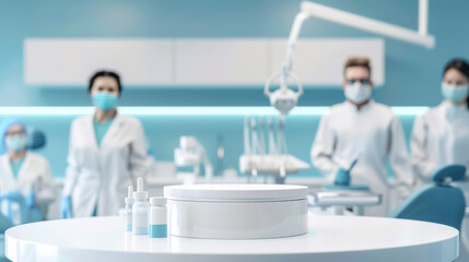 Fototapeta premium Dental team in modern clinic with equipment