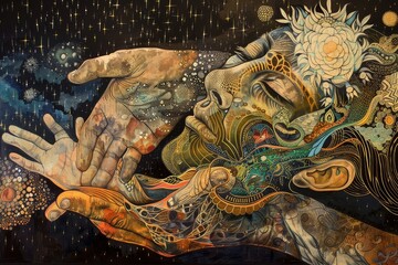 Obraz premium Cosmic Cradle: Celestial Nurturing of Civilizations