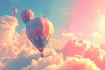 Obraz premium Vibrant Hot Air Balloons Adorn the Azure Canvas