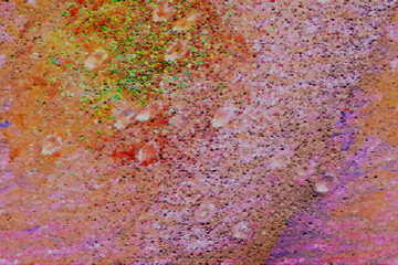 colorful abstract painting with swirls, scattered, speckles - texture, background, red and yellow