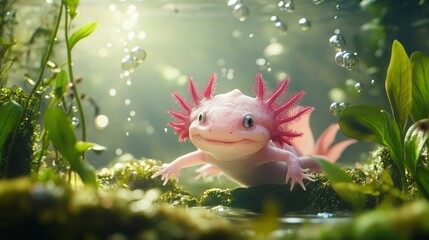 Axolotl in Aquatic Habitat