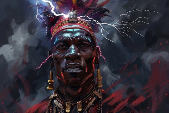Contemporary Depiction of African Thunder God Shango