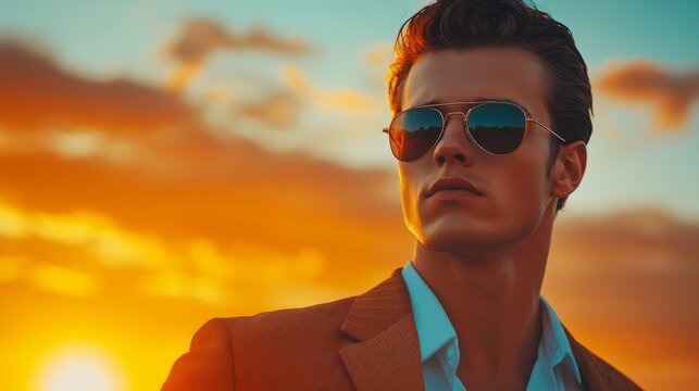 Stylish Young Man at Sunset - Powered by Adobe