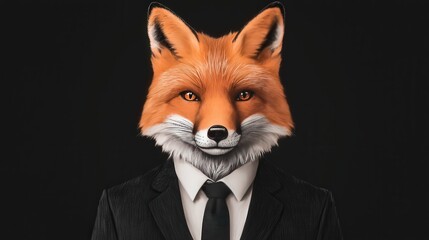 Obraz premium Fox in Suit and Tie Anthropomorphic Animal Portrait