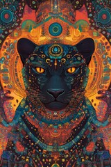 Aztec Black Jaguar God Patterns in Psychedelic Cosmos and Rituals