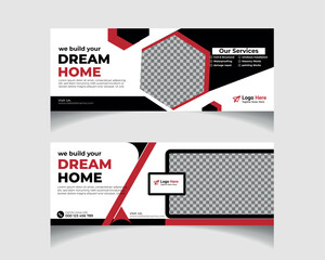 Vector construction social media post Facebook cover template design