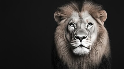 Fototapeta premium Majestic Lion Portrait Close up Black and White Sketch