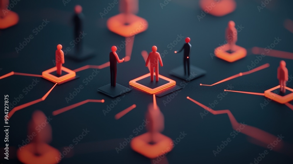 Poster 3d network people connection data visualization abstract