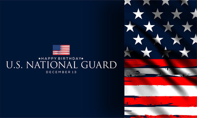 USA National Guard Birthday , December 13 with US flag  background. Holiday concept.  