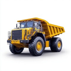Yellow Dump Truck on White Background