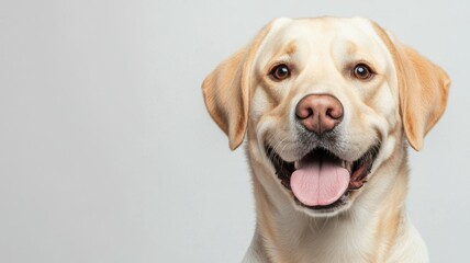 A dog with a tongue sticking out and a big smile on its face