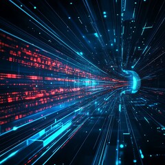 Fototapeta premium Abstract Image of Binary Code in Bright Blue and Orange