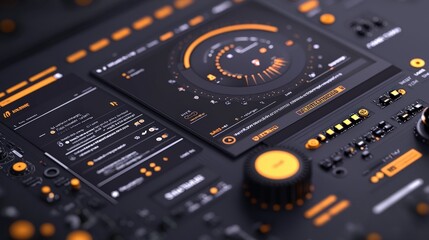 Fototapeta premium Futuristic AI Interface Design Mockup with Interactive Elements