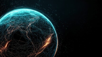 Obraz premium Abstract Digital Globe Glowing Lines Futuristic Technology Background