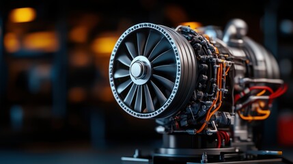 Detailed Close-up of a Jet Engine Component