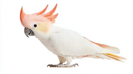 A white and orange parrot with a large, pointed beak